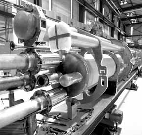 Prototype of the LHC magnet, at the Industrial Center Building