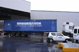 The container is trucked to CERN.