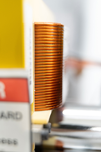 The image depicts a section of the superconducting linear accelerator (SRF linac) at Fermilab's FAST facility